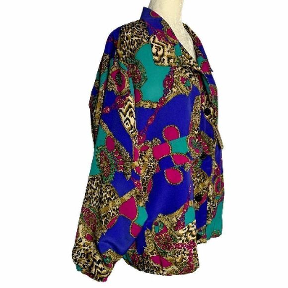 Vintage 90s Baroque Style Jacket XL Leopard Jewelr - Picture 4 of 7